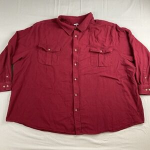 Kingsize 6XL Big Maroon Button Shirt Cotton Workwear Outdoor Casual Oversized